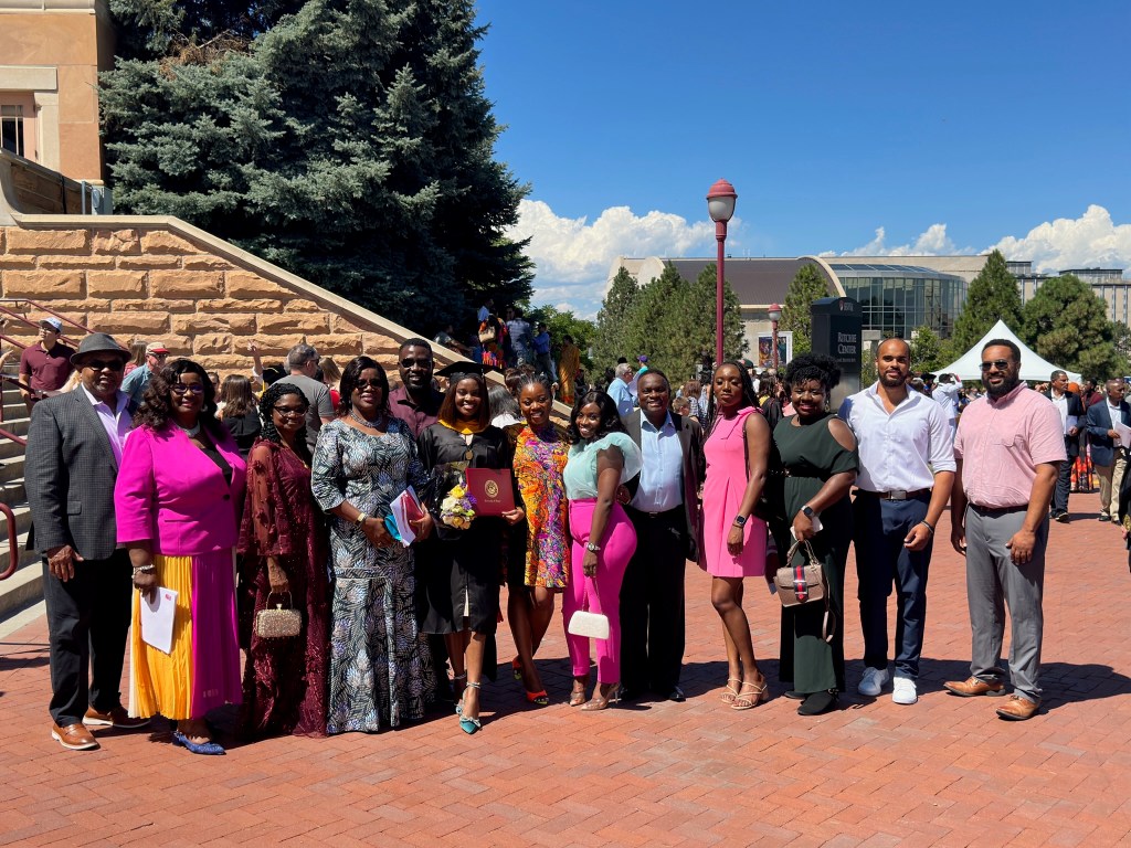 Photo with my family and friends that were at my graduation to celebrate me